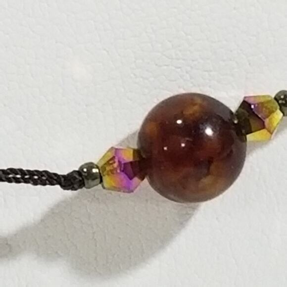 Premier brown beaded necklace signed 15'' 1.1702 - Picture 6 of 13